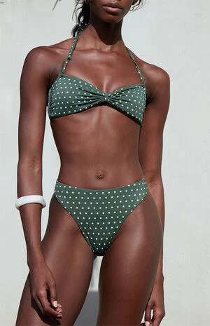Polka Dot Kaelan High Waisted Cheeky Bikini Bottom image number 2