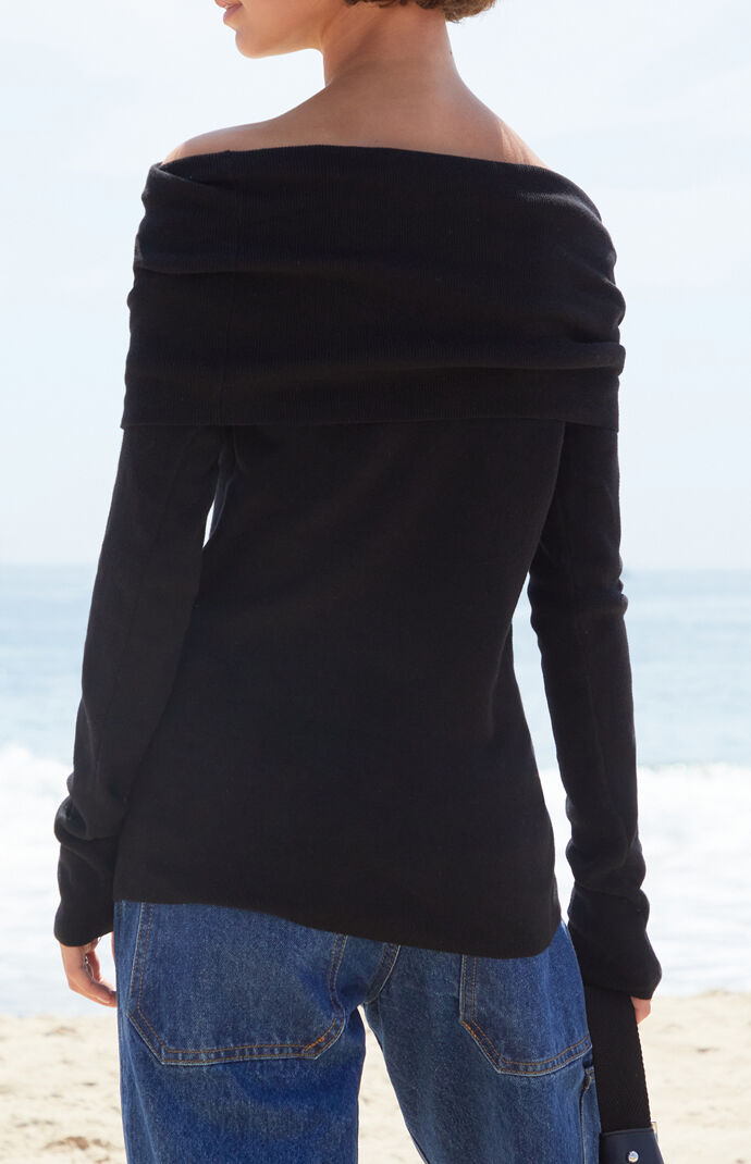 John Galt Black Renata Off-The-Shoulder Sweater