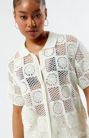 Agatha Crochet Knit Short Sleeve Top image number 2
