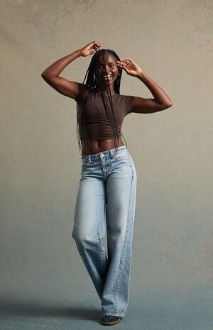 Light Indigo Low Rise Baggy Jeans image number 5