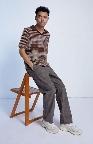 Brown Oliver Crochet Polo Sweater image number 4