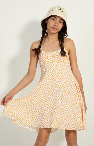 White & Orange Strappy Tank Mini Dress image number 1