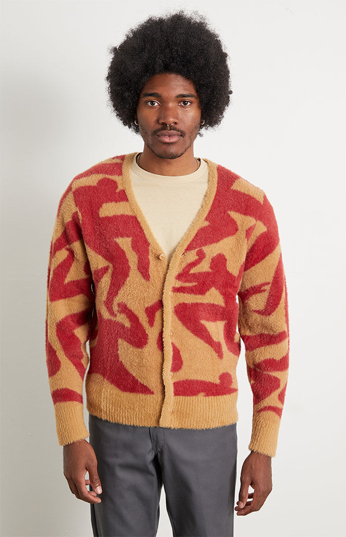 Tan fuzzy cardigan on sale