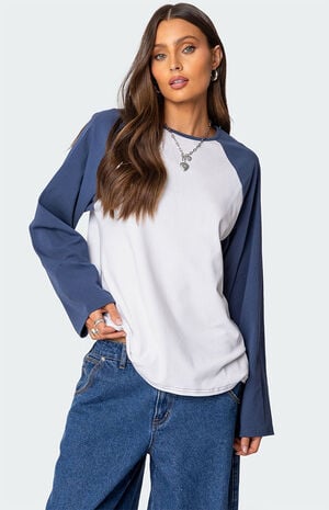 Oversized Raglan Long Sleeve T-Shirt image number 1