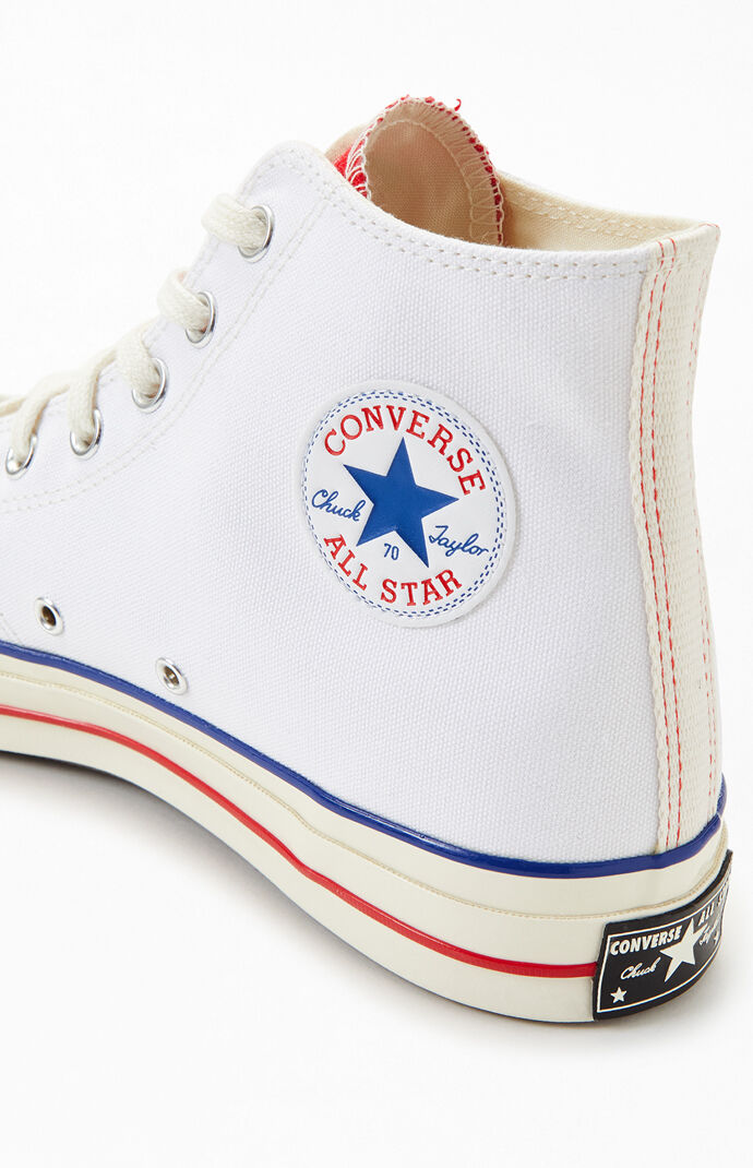 White & Red Chuck 70 Twisted Tongue High Top Shoes