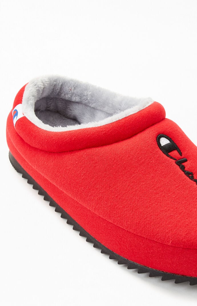 Red Shuffle Script Slippers
