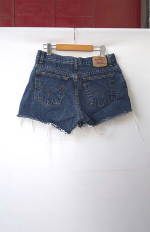 Upcycled Levi's 550 Medium Blue Wash Denim Shorts image number 3