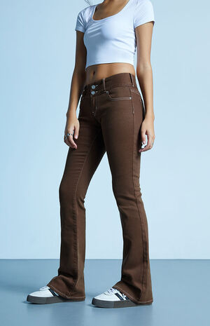 Women Brown Mid Rise Bootcut Trousers –