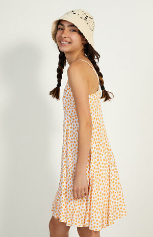 White & Orange Strappy Tank Mini Dress image number 3