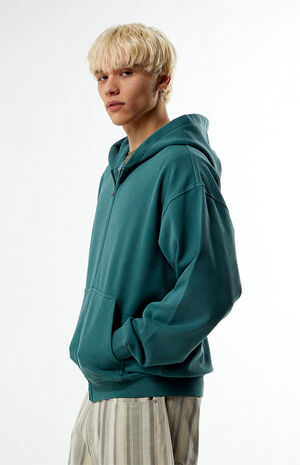 Green Vintage Washed Full Zip Hoodie image number 2