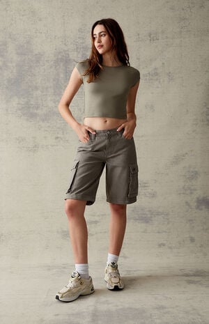 Sage Grey Zip Off Low Rise Puddle Pants image number 5