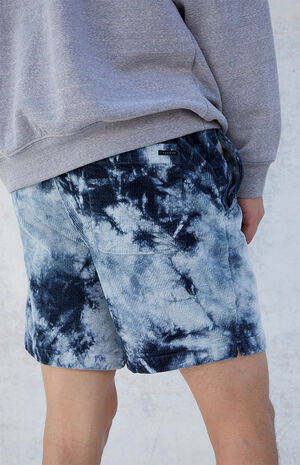 Navy Tie Dyed Corduroy Shorts Navy Tie Dyed Corduroy Shorts image number null