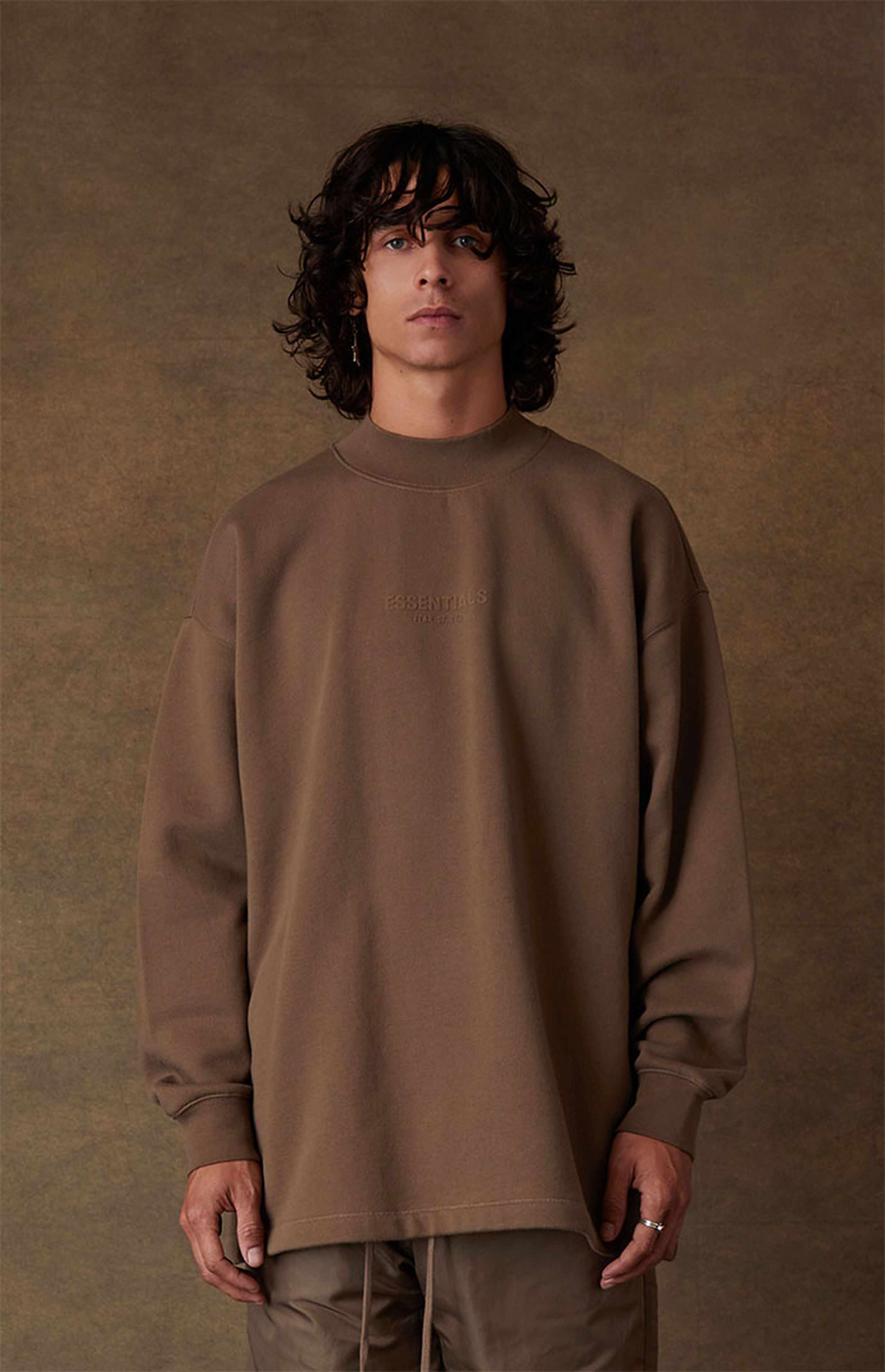 Essentials Fear Of God Wood Relaxed Crew Neck Sweatshirt | PacSun