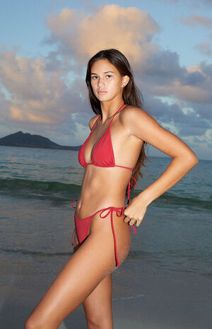 Red Luca Side Tie Bikini Bottom image number 2