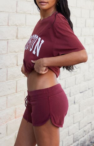 Burgundy Marcie Sweat Shorts image number 2