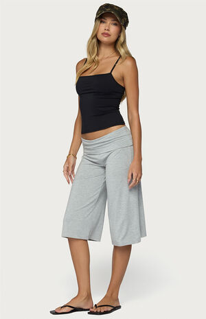 Shirly Wide Leg Foldover Capri Pants image number 4
