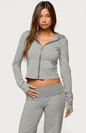 Meggy Striped Zip Up Hoodie image number 1