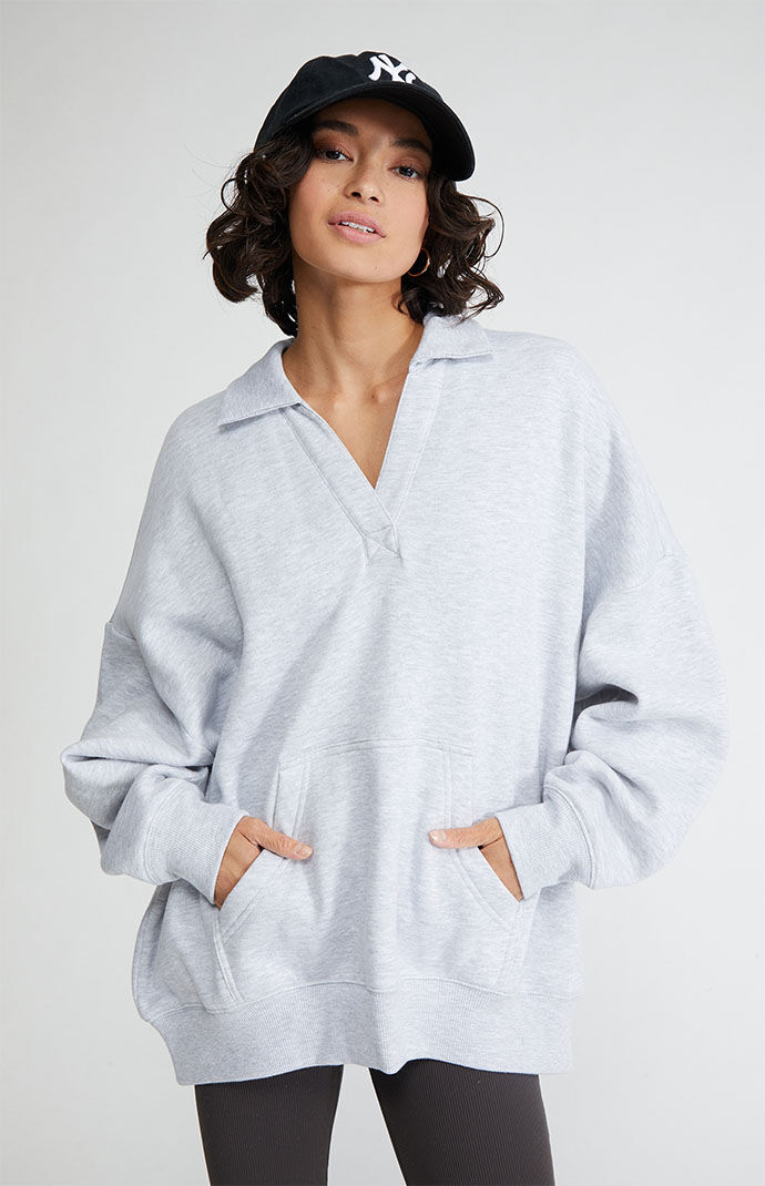 PacSun Oversized Henley Polo Sweatshirt PacSun