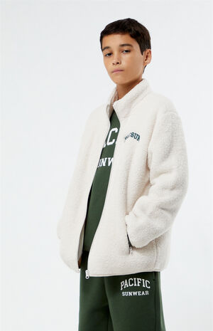 Taupe Sherpa Full Zip Shacket image number 3