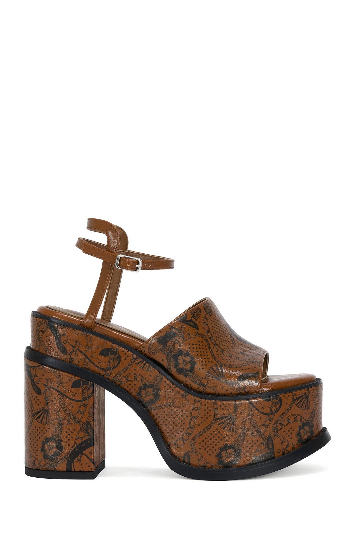 AZALEA WANG Women's Anthemine Cognac Platform Sandals
