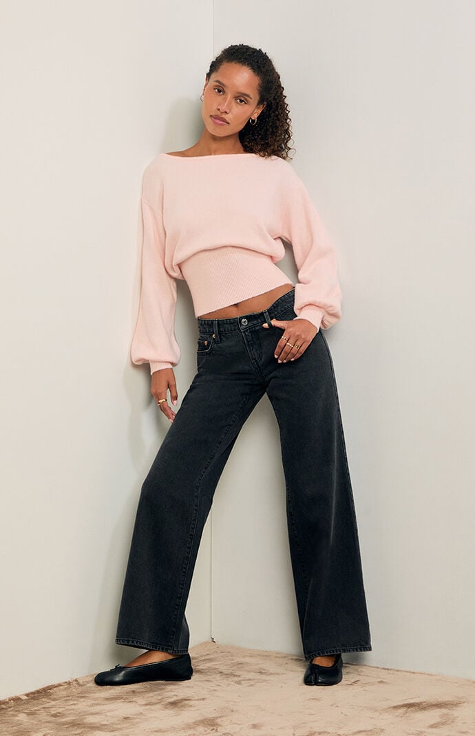 Women's Harley Off-The-Shoulder Sweater in Light Pink - Size Small