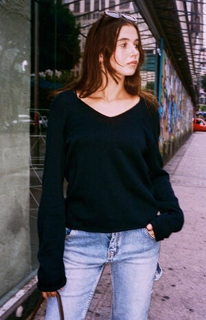 Blue V-Neck Sweater Blue V-Neck Sweater image number 1