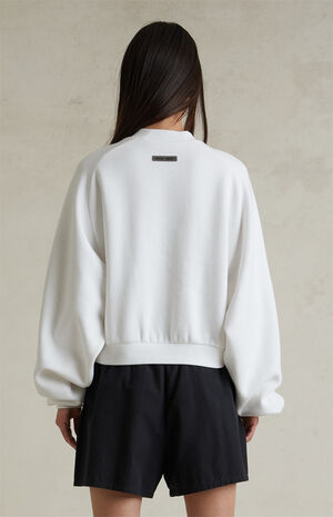 Women's Bright White Fleece Cropped Crew Neck Sweatshirt image number 4