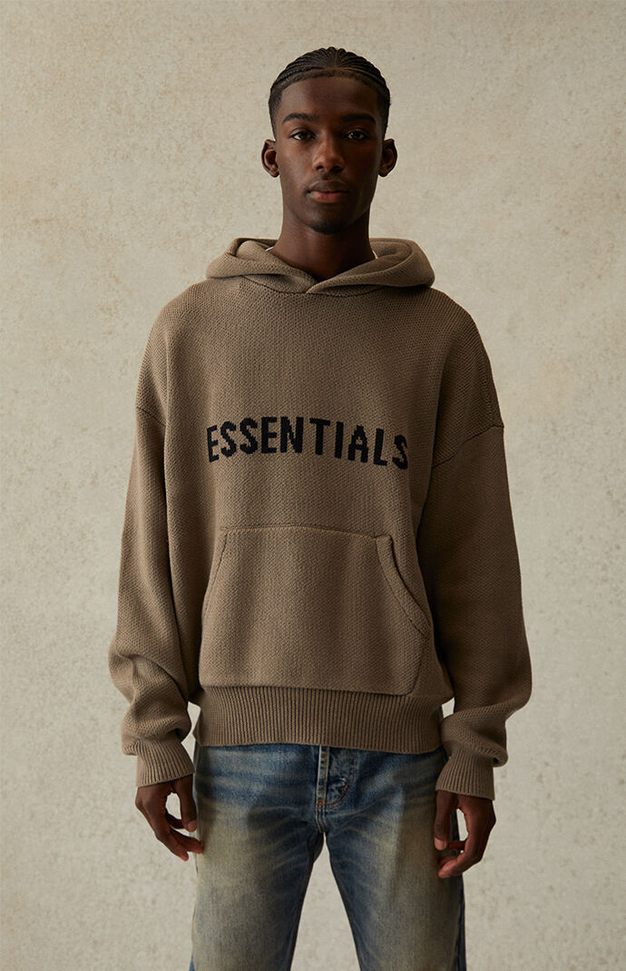 Essentials knit shop hoodie taupe