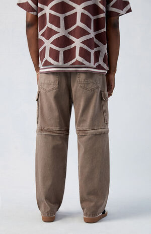 Brown Baggy Zip-Off Cargo Jeans image number 6