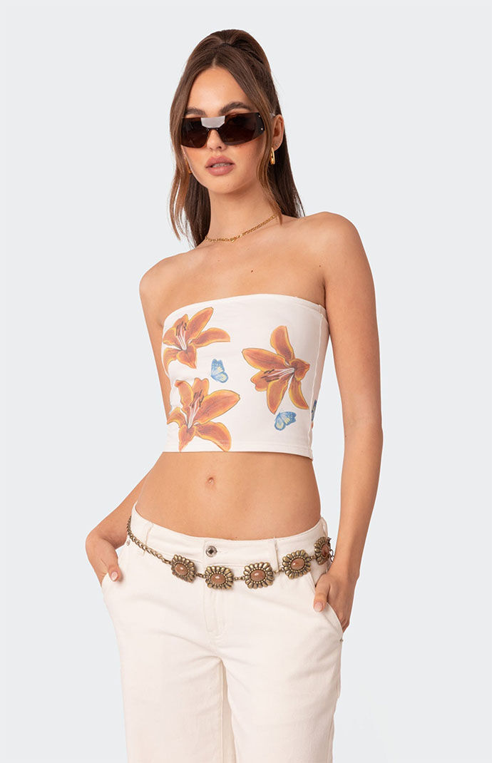 Women's Tube top in clean-wash denim | White | Diesel