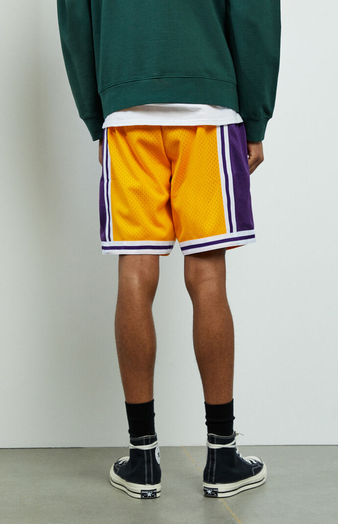 Mitchell Ness Swingman Lakers Basketball Shorts Pacsun