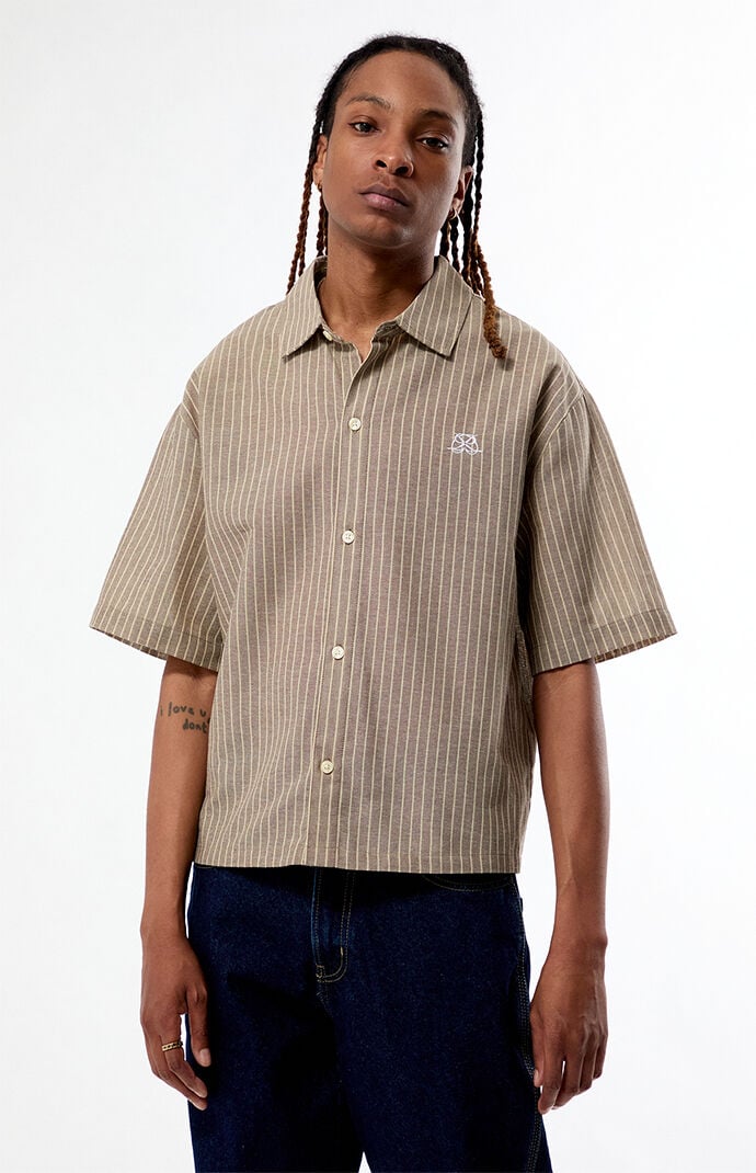 Pacsun Porto Brown Striped Camp Shirt