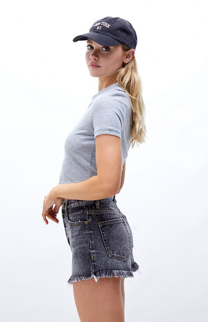 Black Vintage High Waisted Denim Shorts image number 2