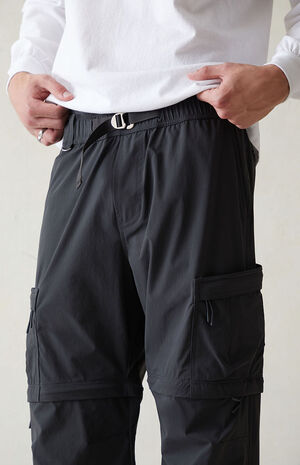 Performance Black Baggy Zip Off Cargo Pants image number 3