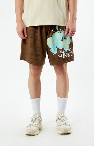 Brown Lemons Mesh Basketball Shorts image number 2
