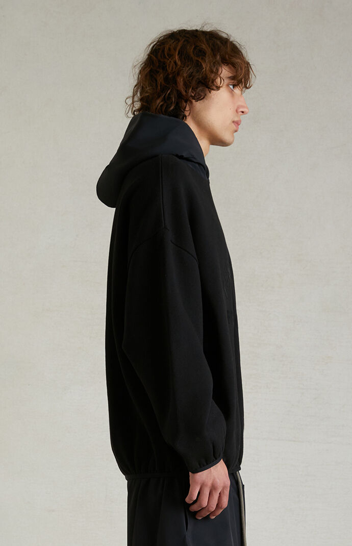 Fear of God Essentials Black Nylon Fleece Hoodie | PacSun