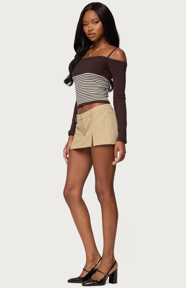 Edikted Darya Striped Off Shoulder Knit Top