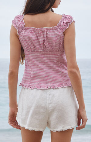 Red Gingham Elena Top image number 3