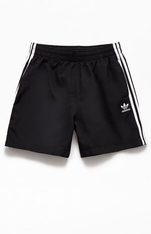 Black 3-Stripe 16" Swim Trunks image number 1