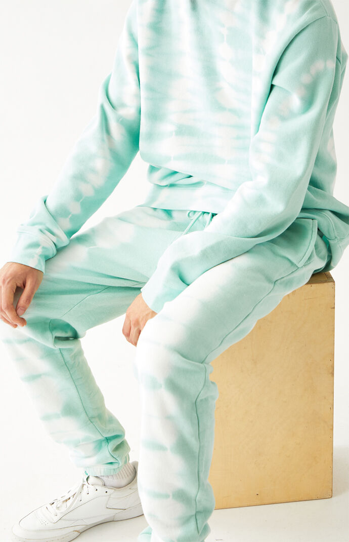 Green Tie-Dyed Fleece Jogger Sweatpants