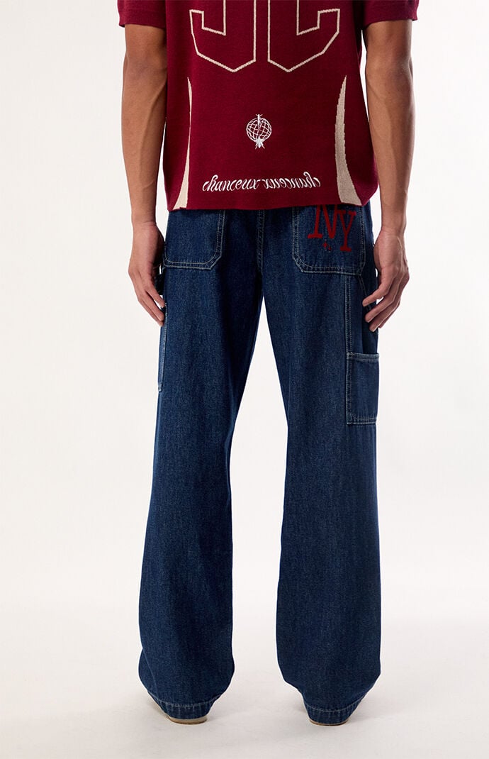 Pacsun Dylan Baggy Jeans NY Embroidered Dark Blue