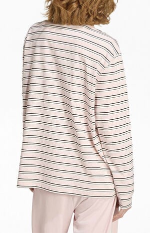 Striped Long Sleeve Oversized Polo Shirt image number 2