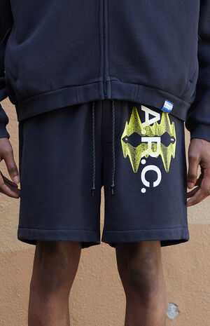 Black Vintage Wash Heavyweight Fleece Sweat Shorts image number 5