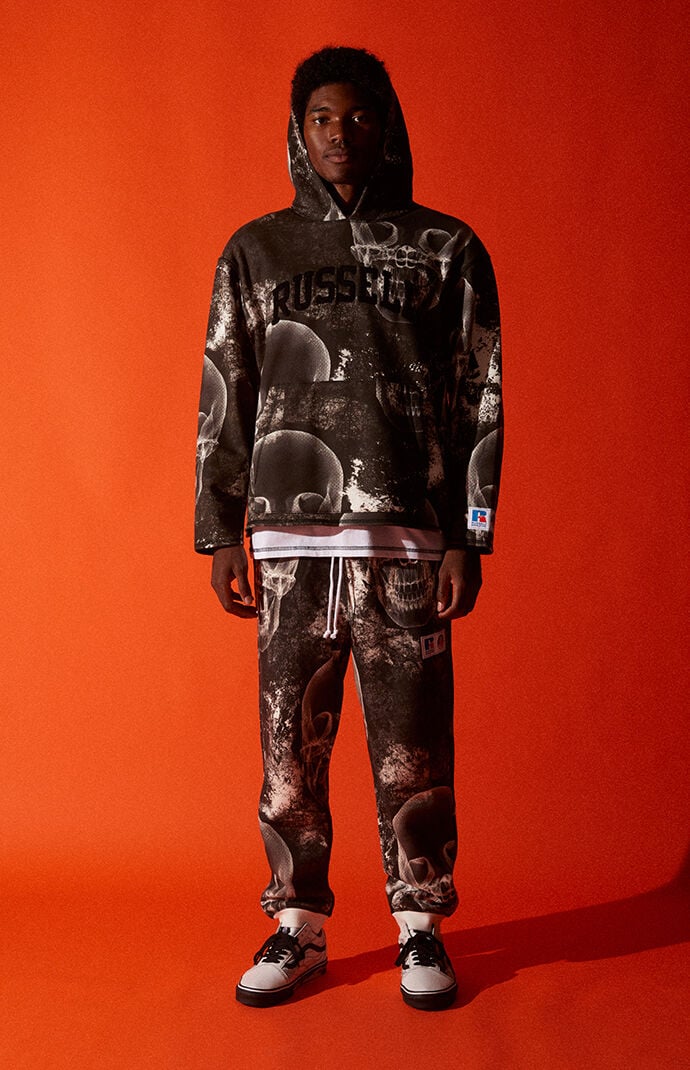 A AP WORLDWIDE x Russell Athletic White Graphic Hoodie PacSun