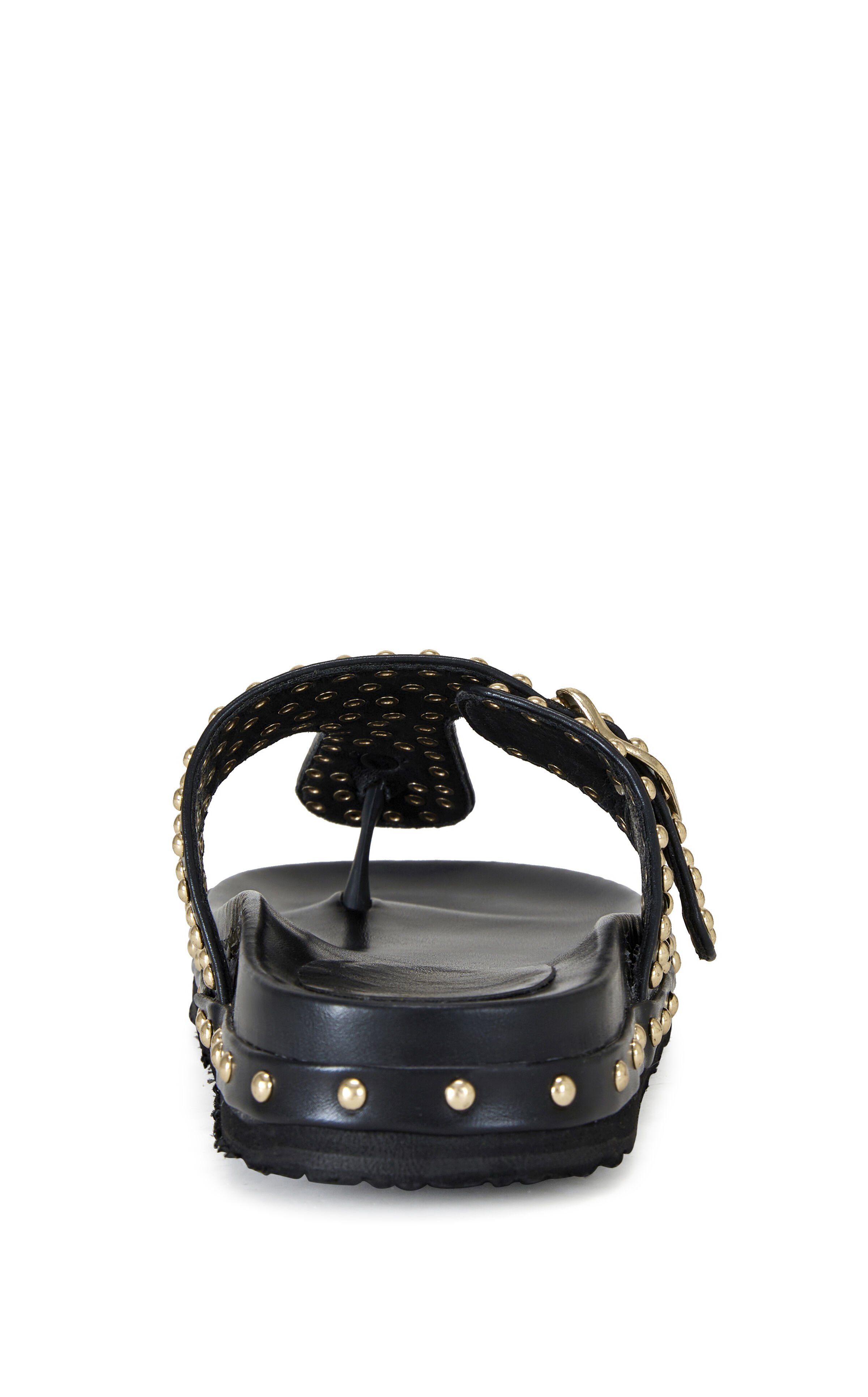AZALEA WANG Women's Daisychain Black Studded Flat Sandals