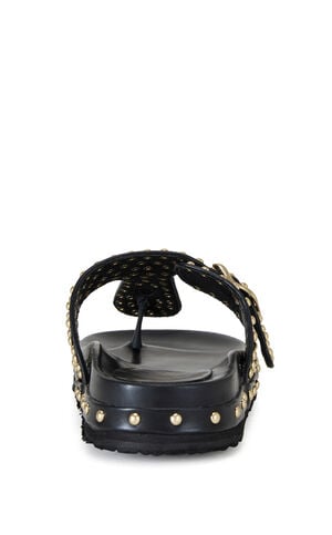 Women's Daisychain Black Studded Flat Sandals image number 3