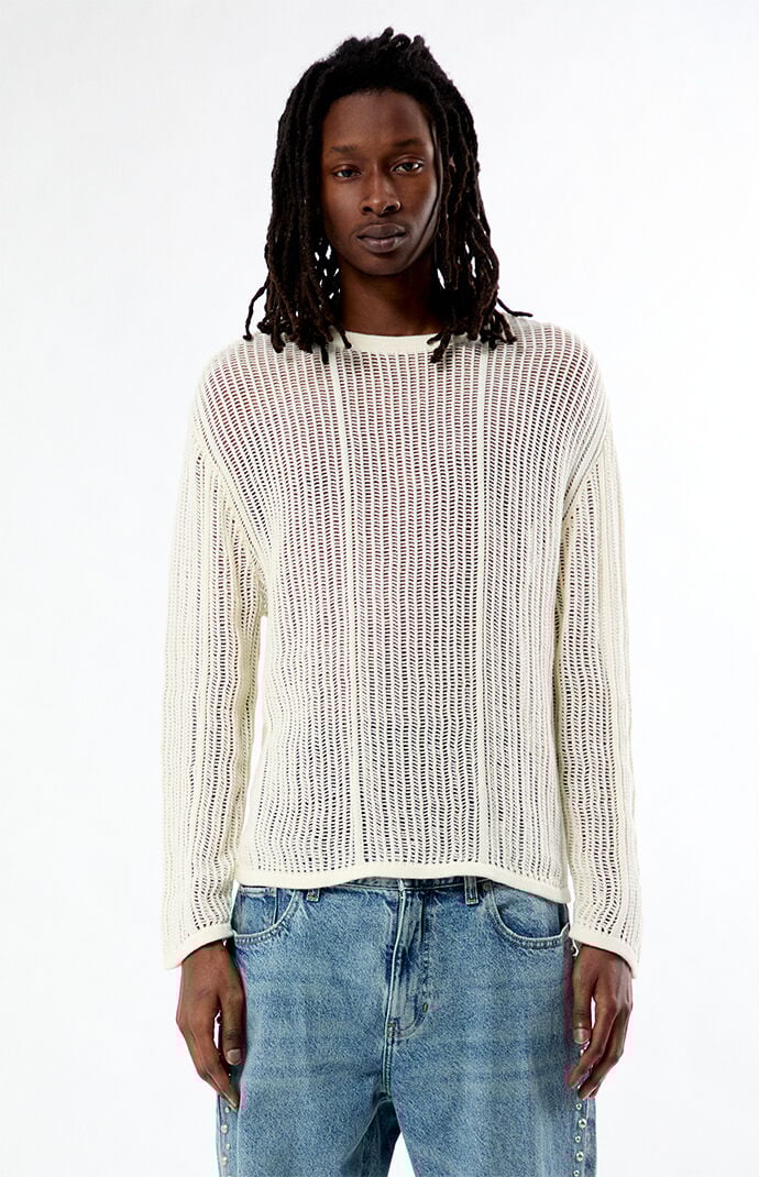 Pacsun Sunset Open Knit Crew Neck Sweater