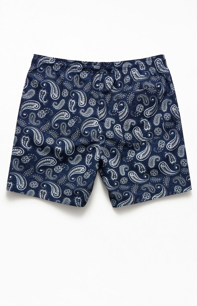 Eco Blue Paisley 17" Swim Trunks