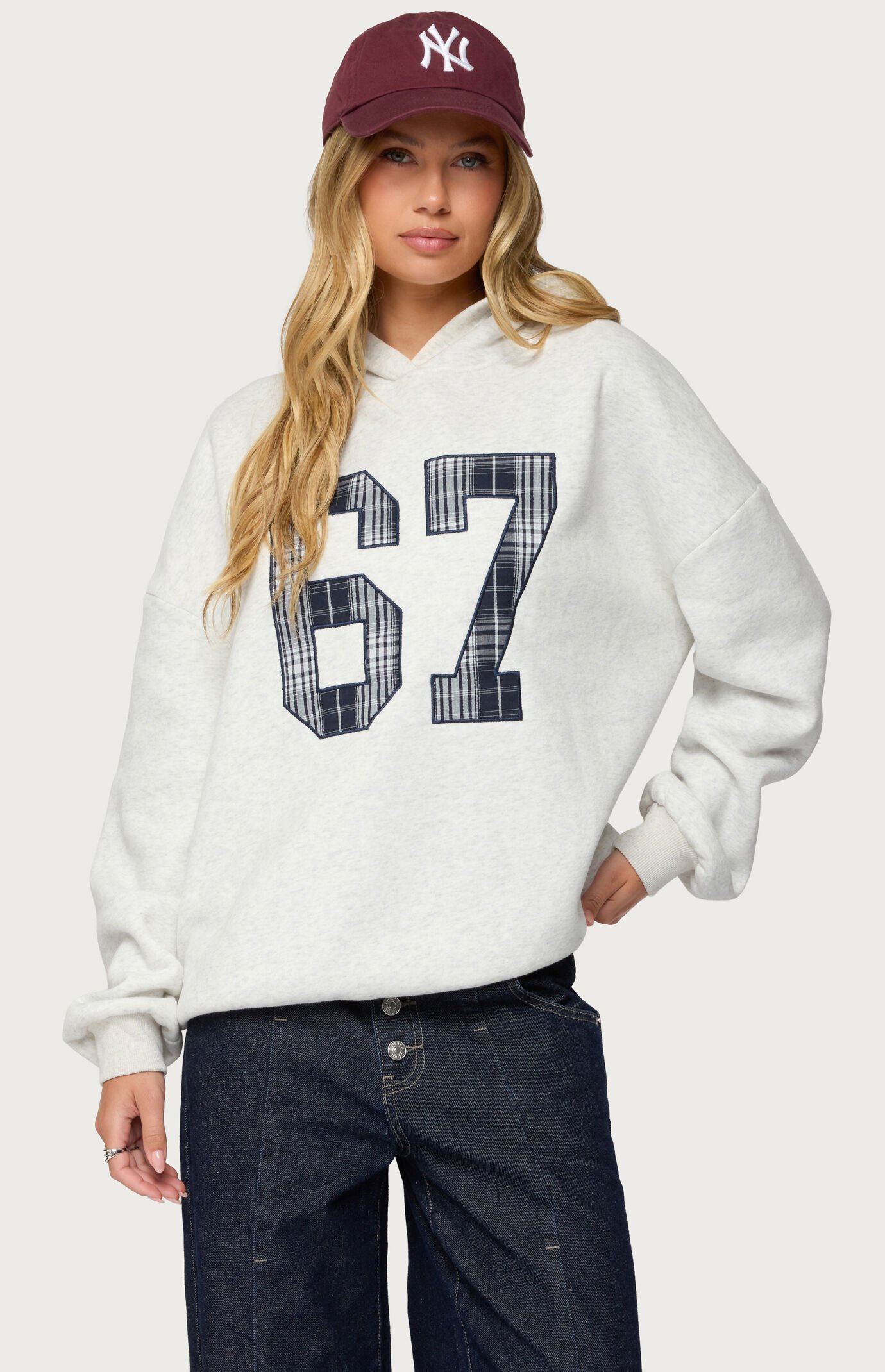 Edikted Gali Plaid 67 Oversized Hoodie