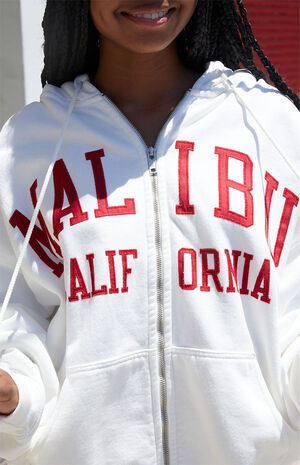 White Malibu Full Zip Hoodie image number 3